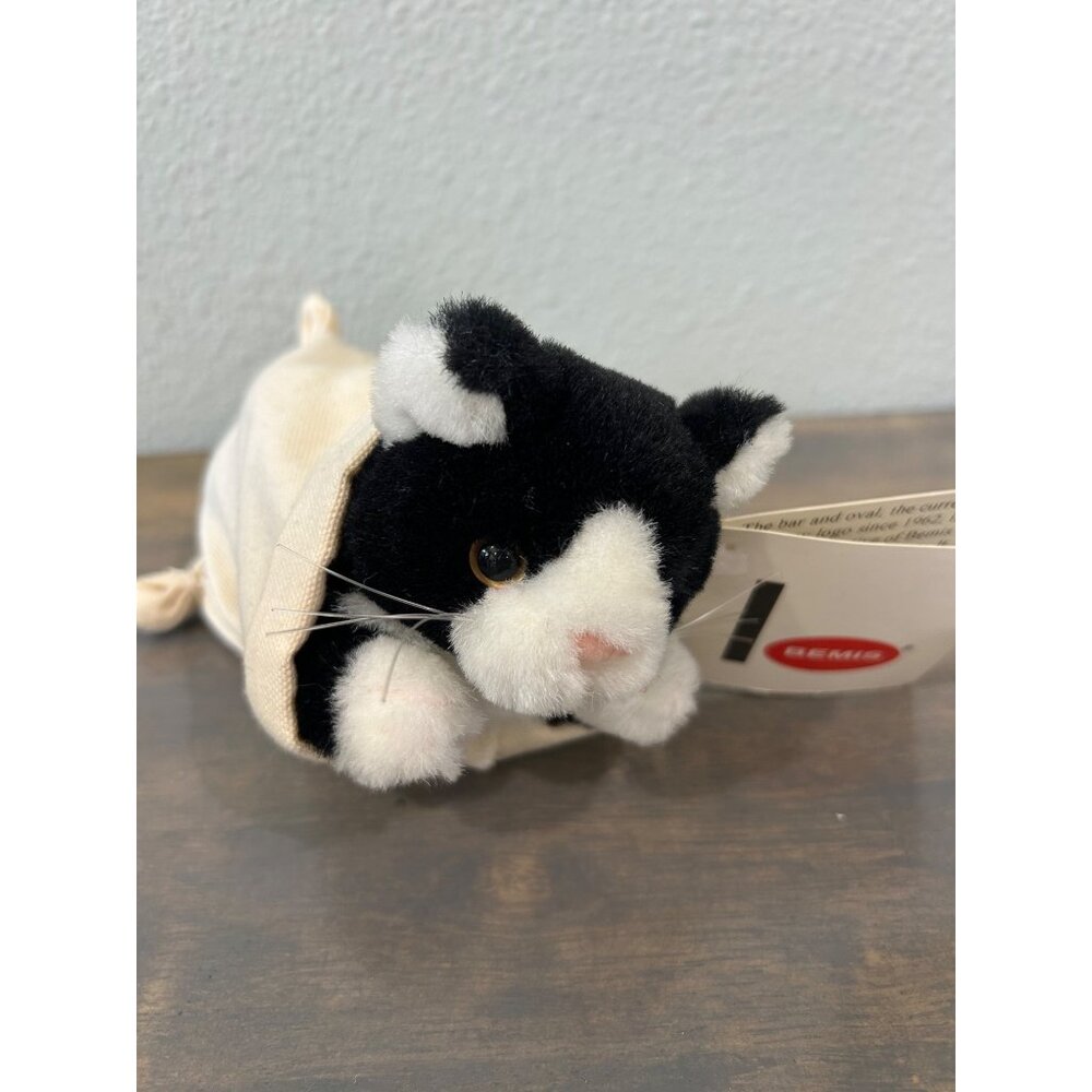 RARE Black and White Cat Kitty in Bemis Flour Bag Vintage 1999 Great Condition W